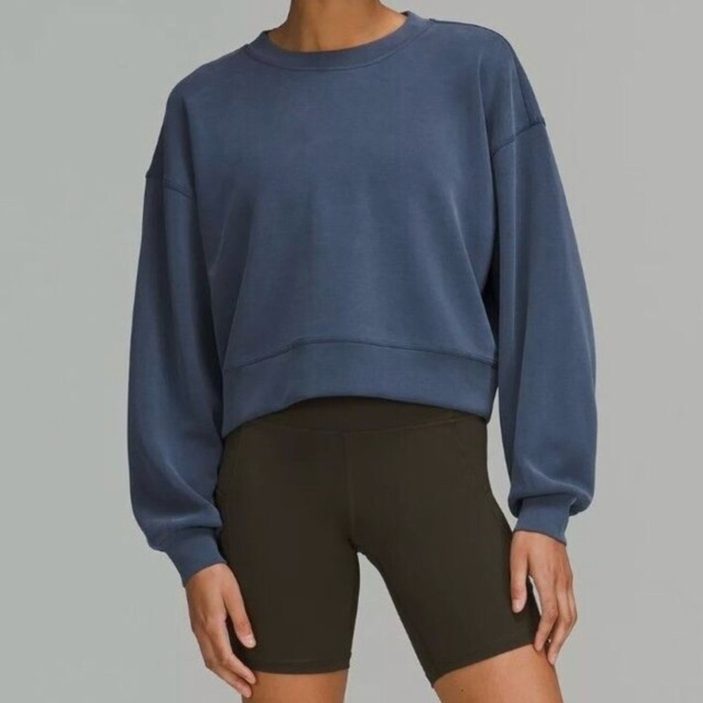 Lululemon Perfectly Oversized Cropped Crew Softstreme Mineral Blue